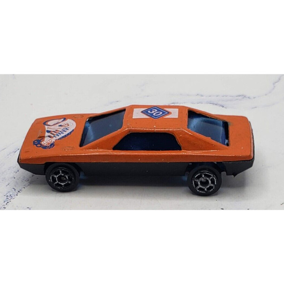 Diecast Orange Sports Car With Fish Theme on Hood - Picture 3 of 6